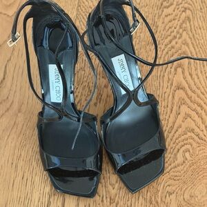 Jimmy Choo Glossy Black Strappy Heels